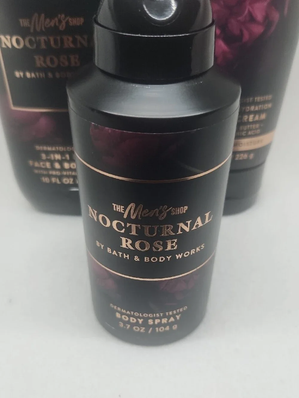 Bath and Body Works Nocturnal Rose Men's Set 3-in-1 Wash, Cream, & Mist New